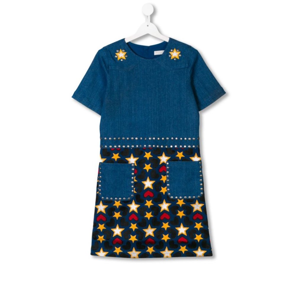 Stella McCartney Kids Aurelie Denim Tapestry Dress